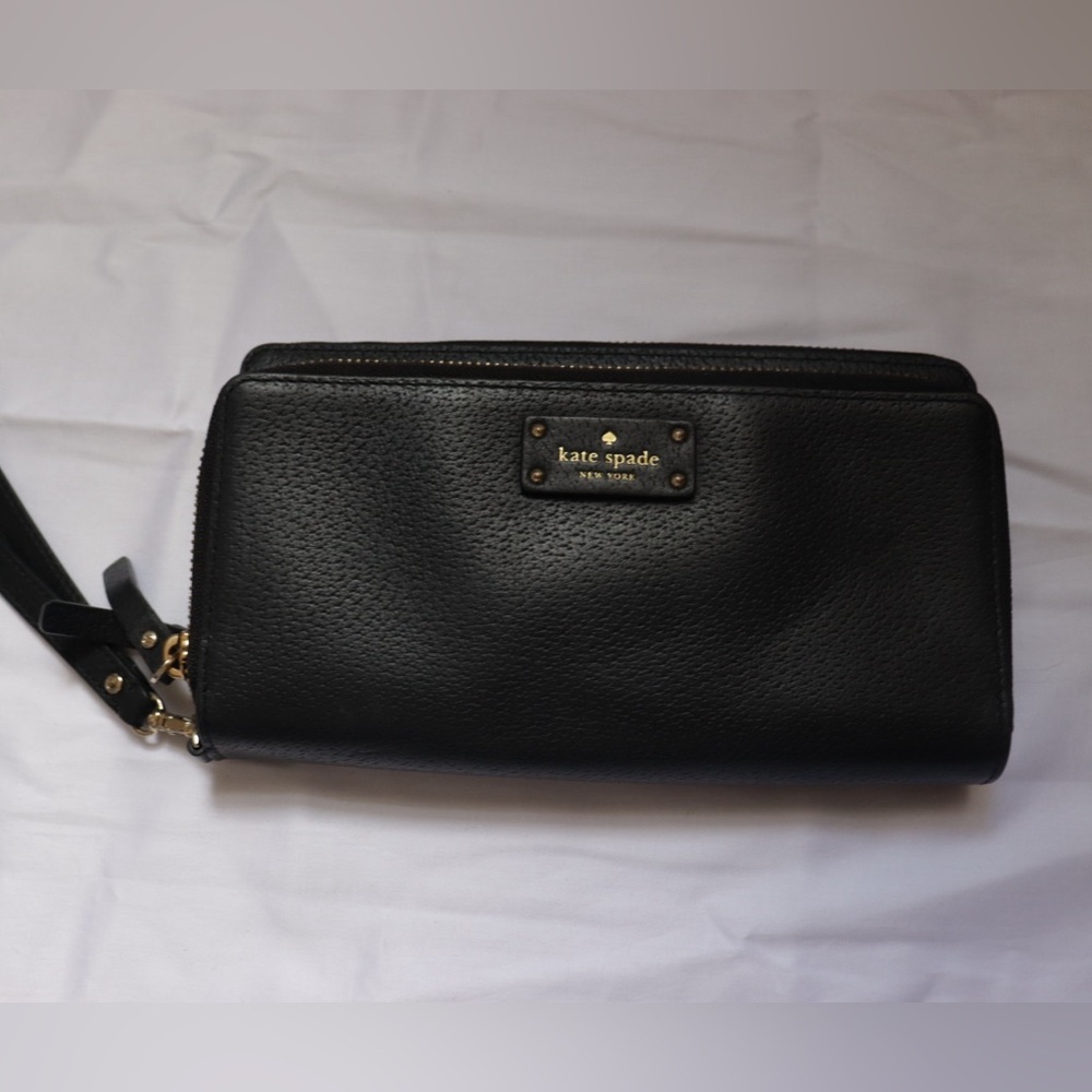 Kate Spade Black Wristlet with Gold Accents
